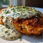 Kurczak w panierce parmezanowej z kremowym sosem czosnkowym