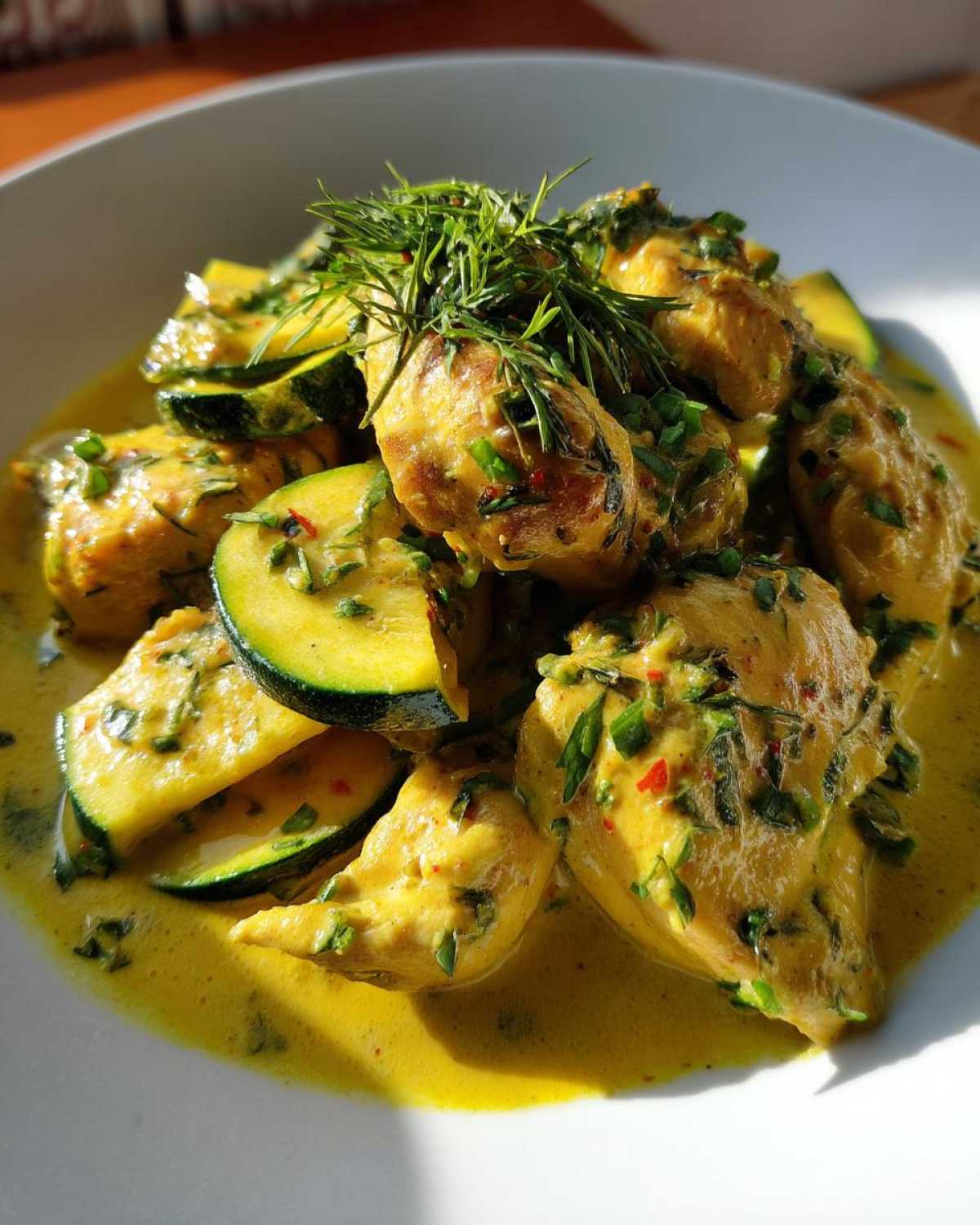 Kurczak z cukinią w jogurtowym sosie curry - detail 1