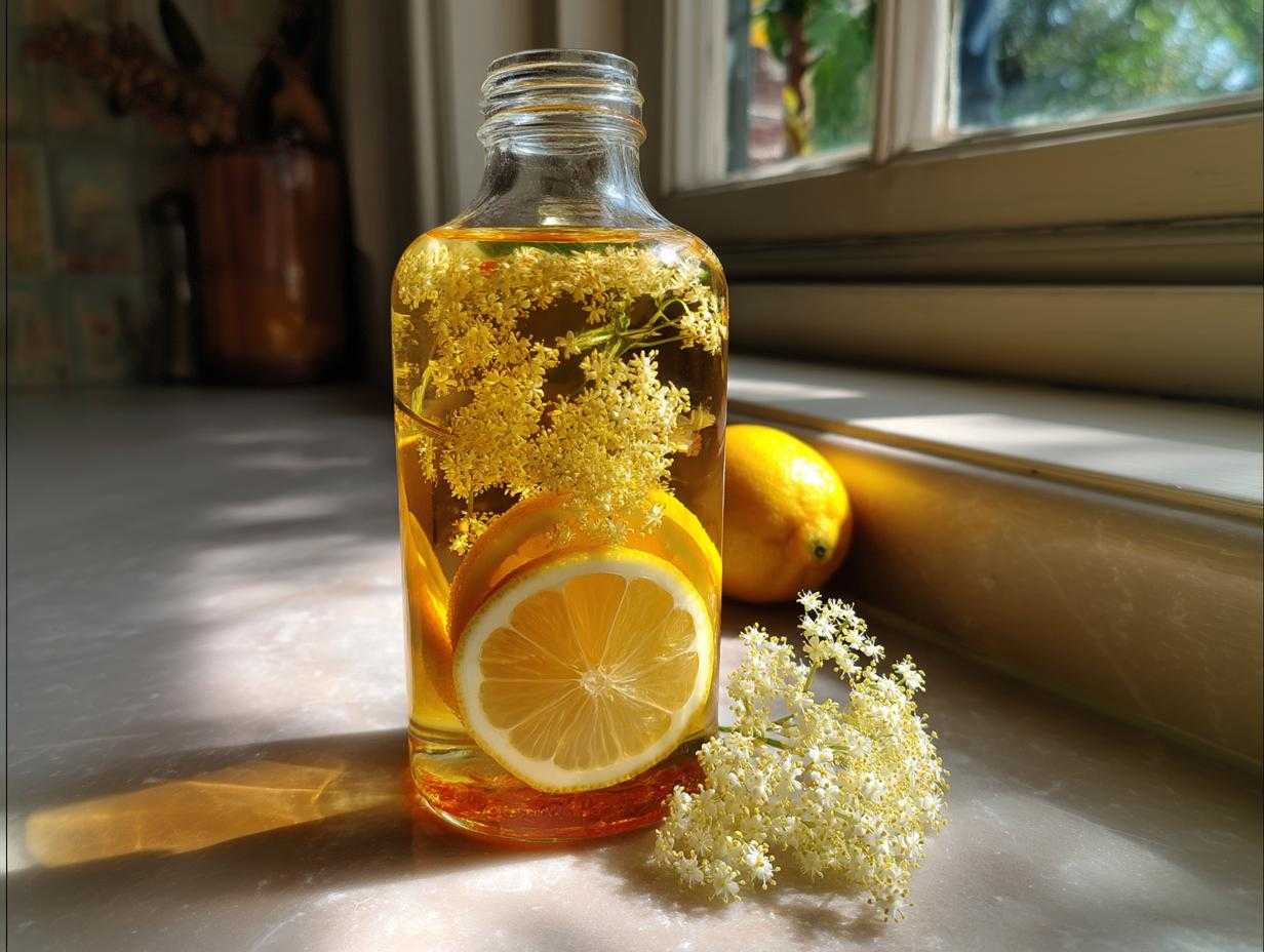 Przepis na syrop z kwiatów czarnego bzu z cytryną i imbirem