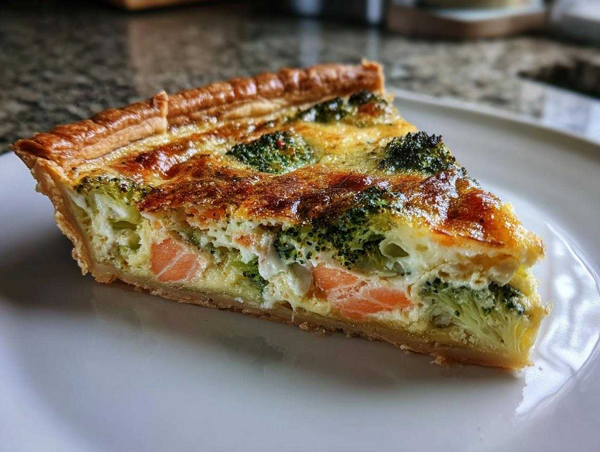 tarta z łososiem i brokułami - Featured
