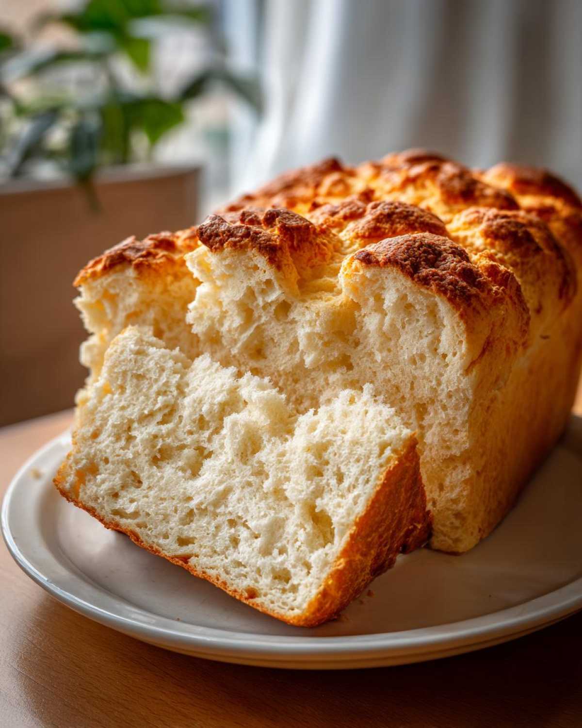 Zdjęcie chleba chmurowego z bliska, ukazujące jego lekką i puszystą strukturę.