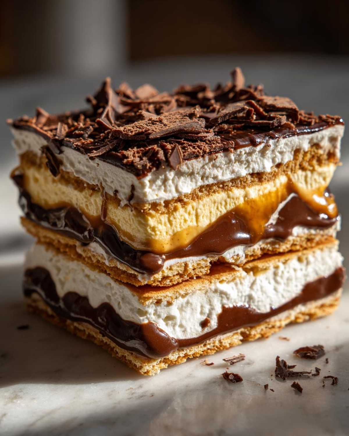 Kawałek Ciasta 3 Bit z kremem, karmelem i czekoladą. Pyszny deser bez pieczenia.