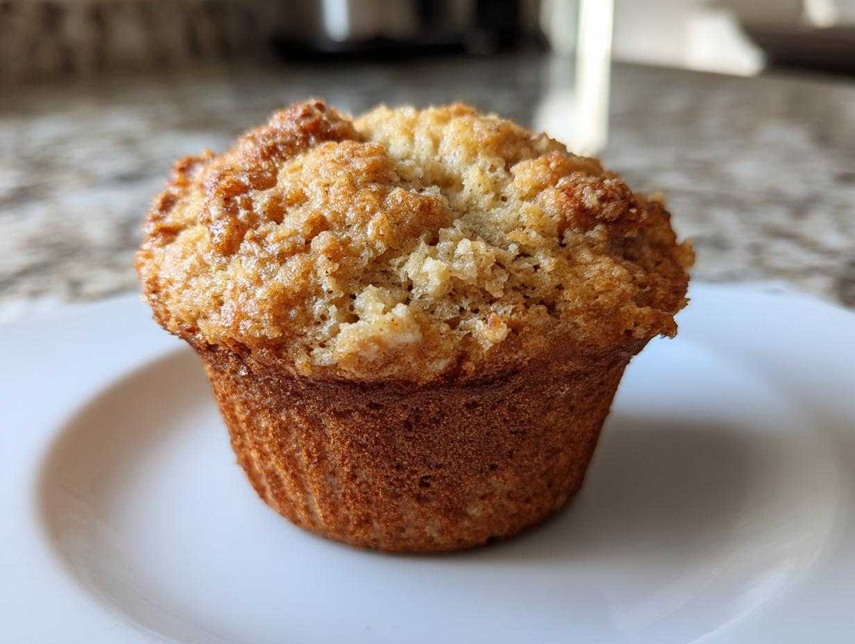 Zdjęcie z bliska muffiny bananowe na białym talerzu. Idealne do przepisu na muffiny bananowe.