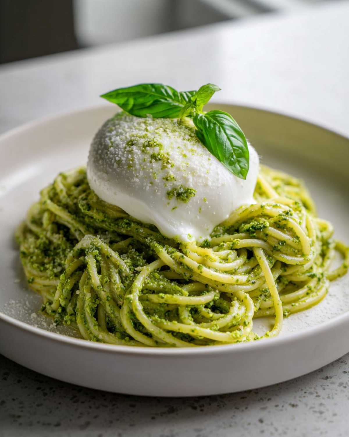 Makaron linguine z pesto pistacjowym i kremową burratą - Other 2
