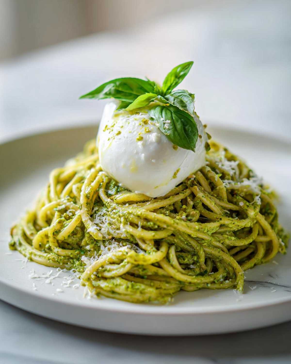 Makaron linguine z pesto pistacjowym i kremową burratą - Other 4
