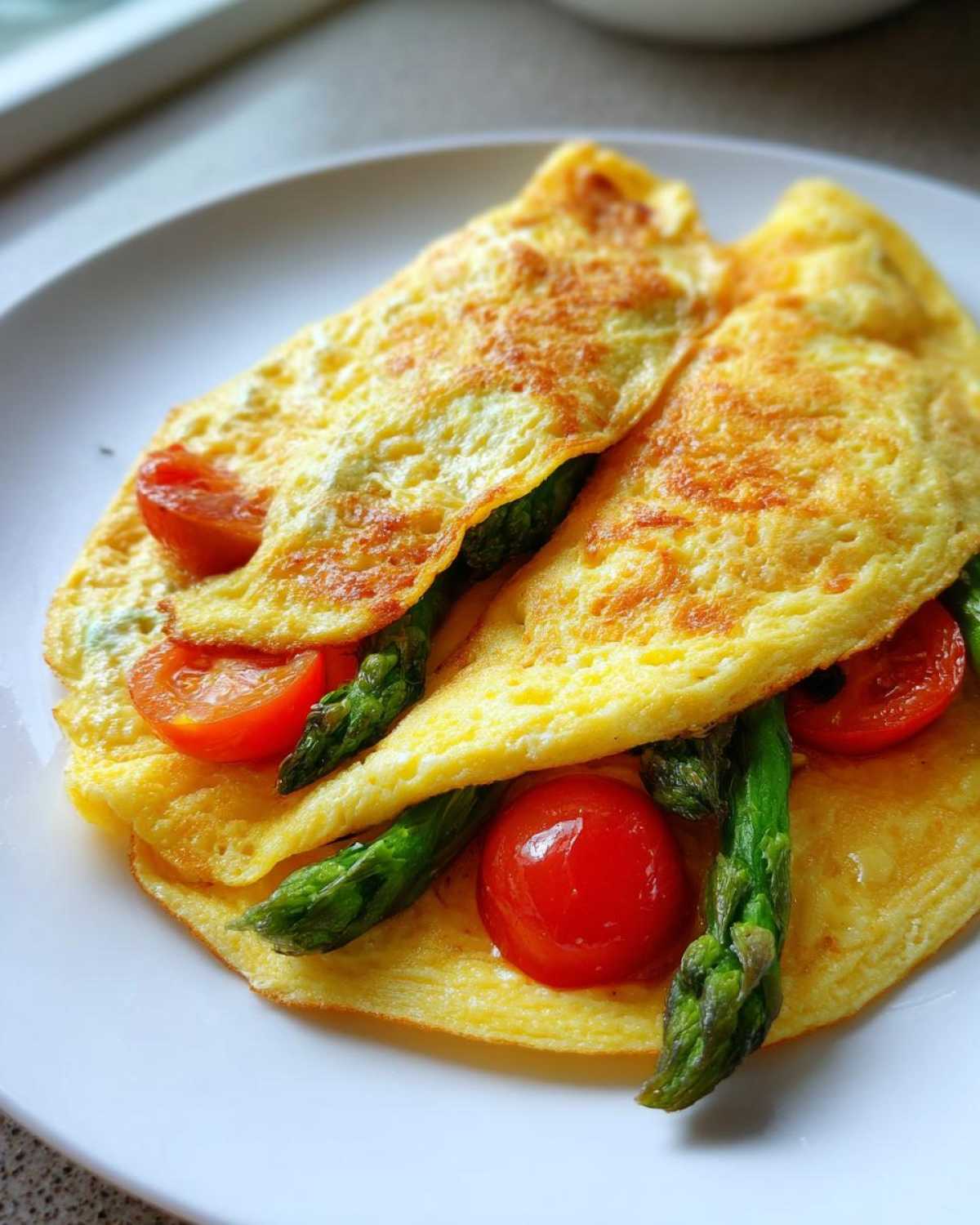 Puszysty omlet z zielonymi szparagami i pomidorkami - Other 1