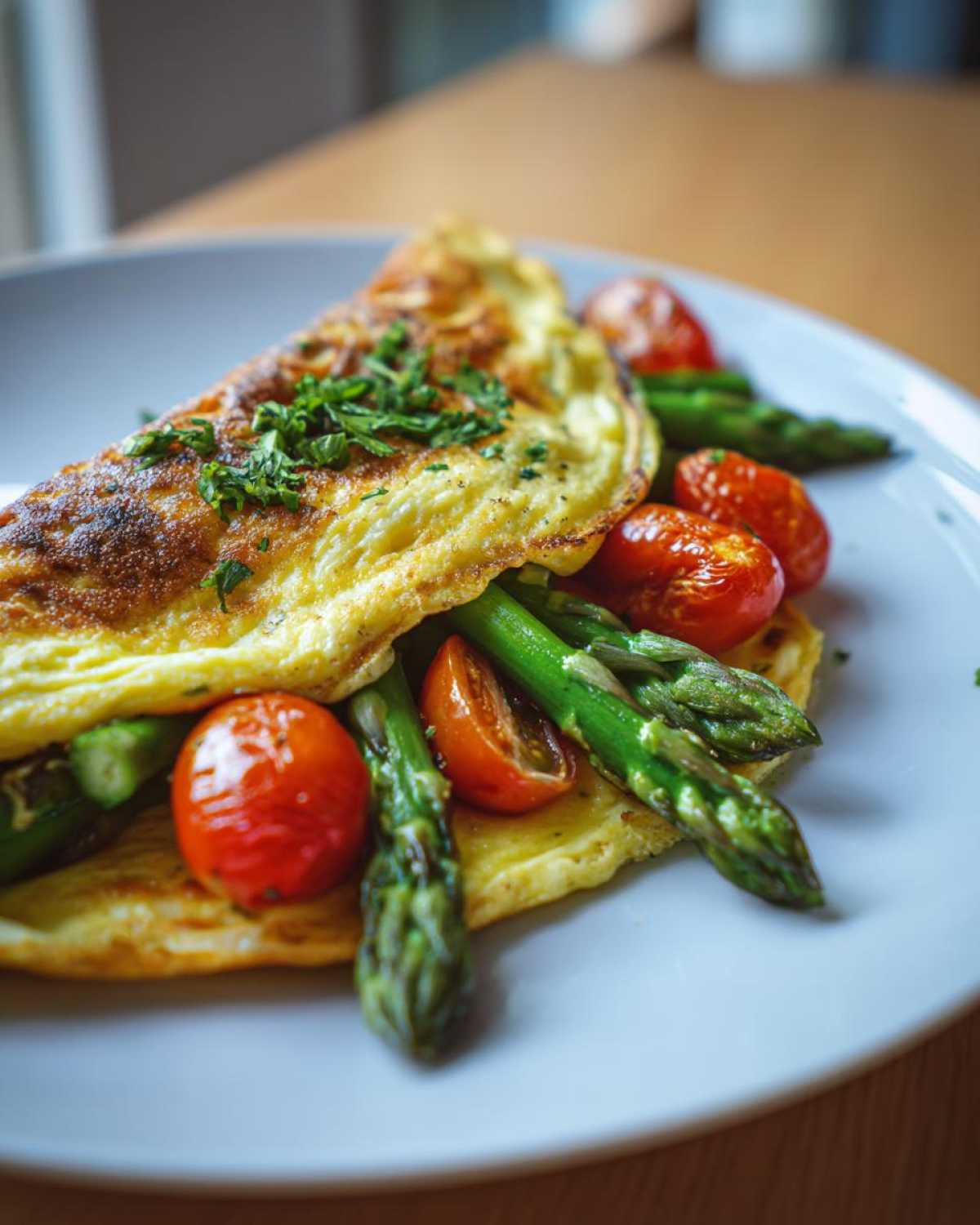 Puszysty omlet z zielonymi szparagami i pomidorkami - Other 3