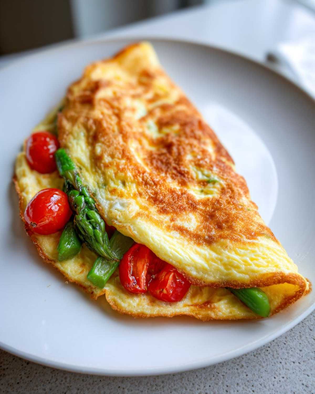 Puszysty omlet z zielonymi szparagami i pomidorkami - Other 4